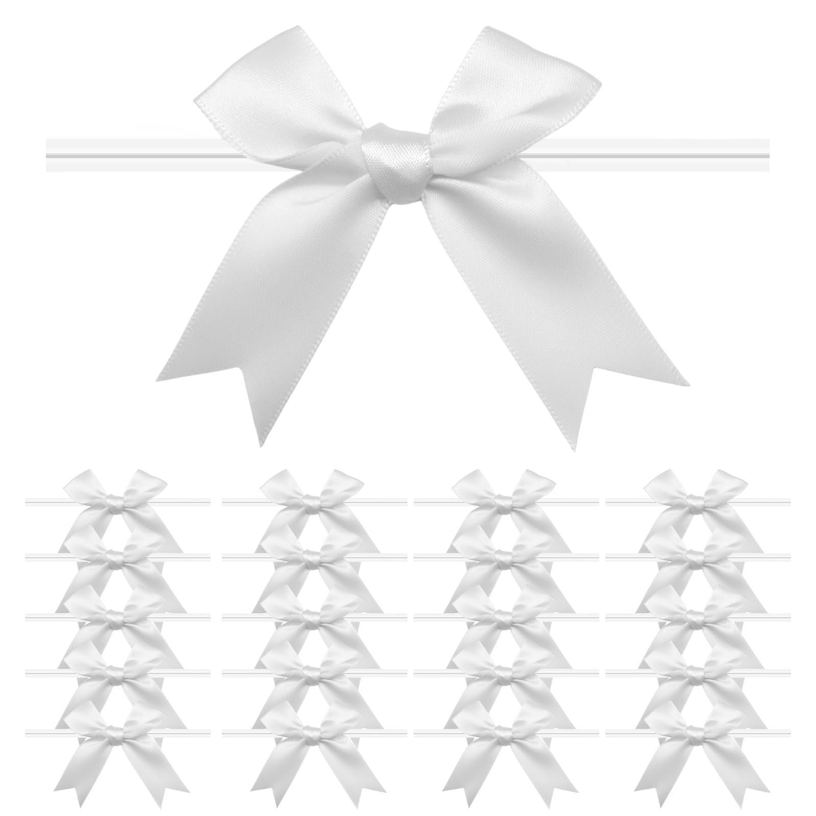 Photo 1 of LEEAQIIAN White Satin Ribbon Bows - 50 Pcs, 3.3"