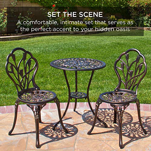 Best Choice Products FBA_SKY1693 3-Piece Outdoor Rust-Resistant Cast Aluminum Patio Bistro Set W/Tulip Design thumb #5