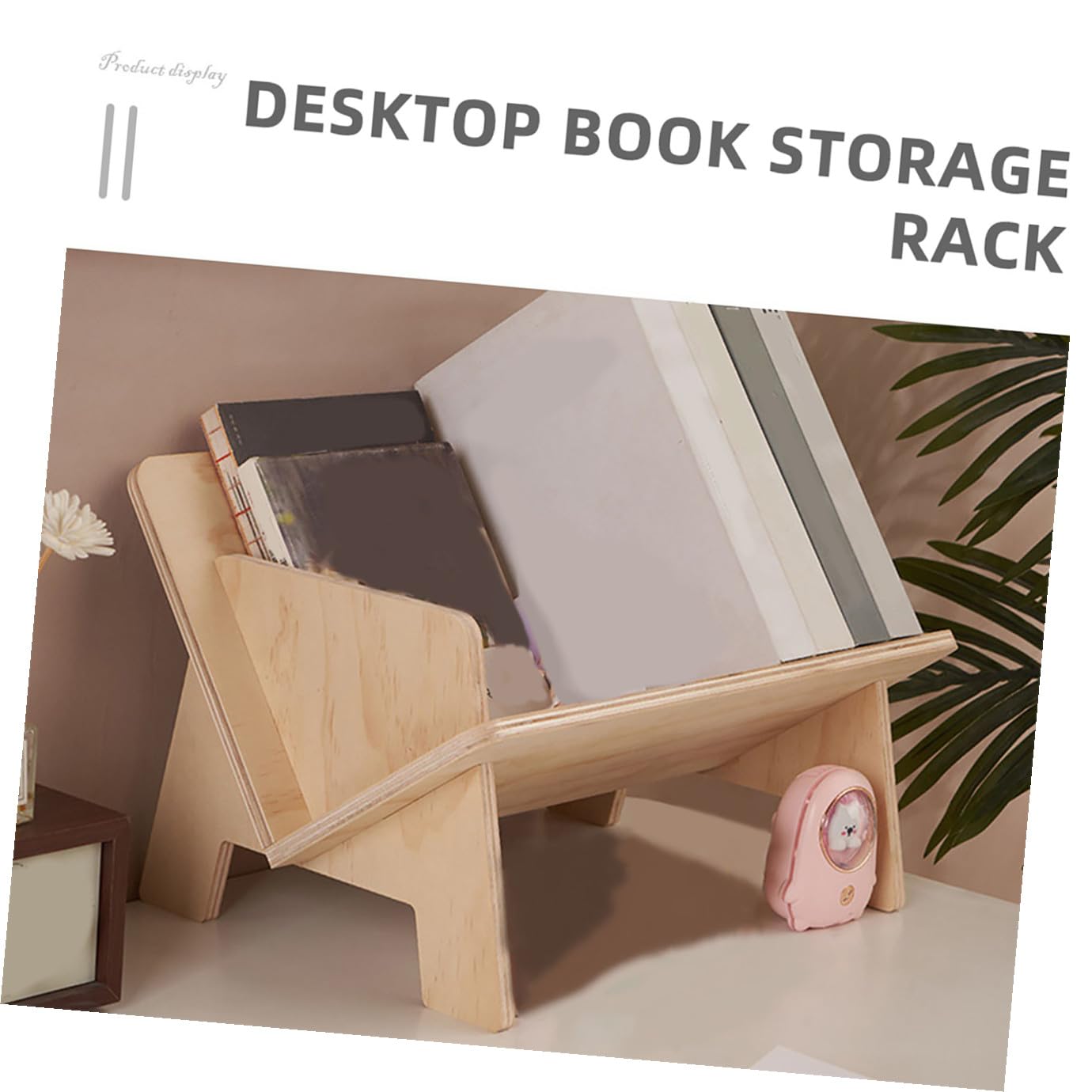 SHINEOFI Bibliothèque De Bureau en Bois Massif Grosse Capacité, Étagère Inclinée De Rangement pour Livres, Support Organiseur Stable pour Bureau Et Chambre