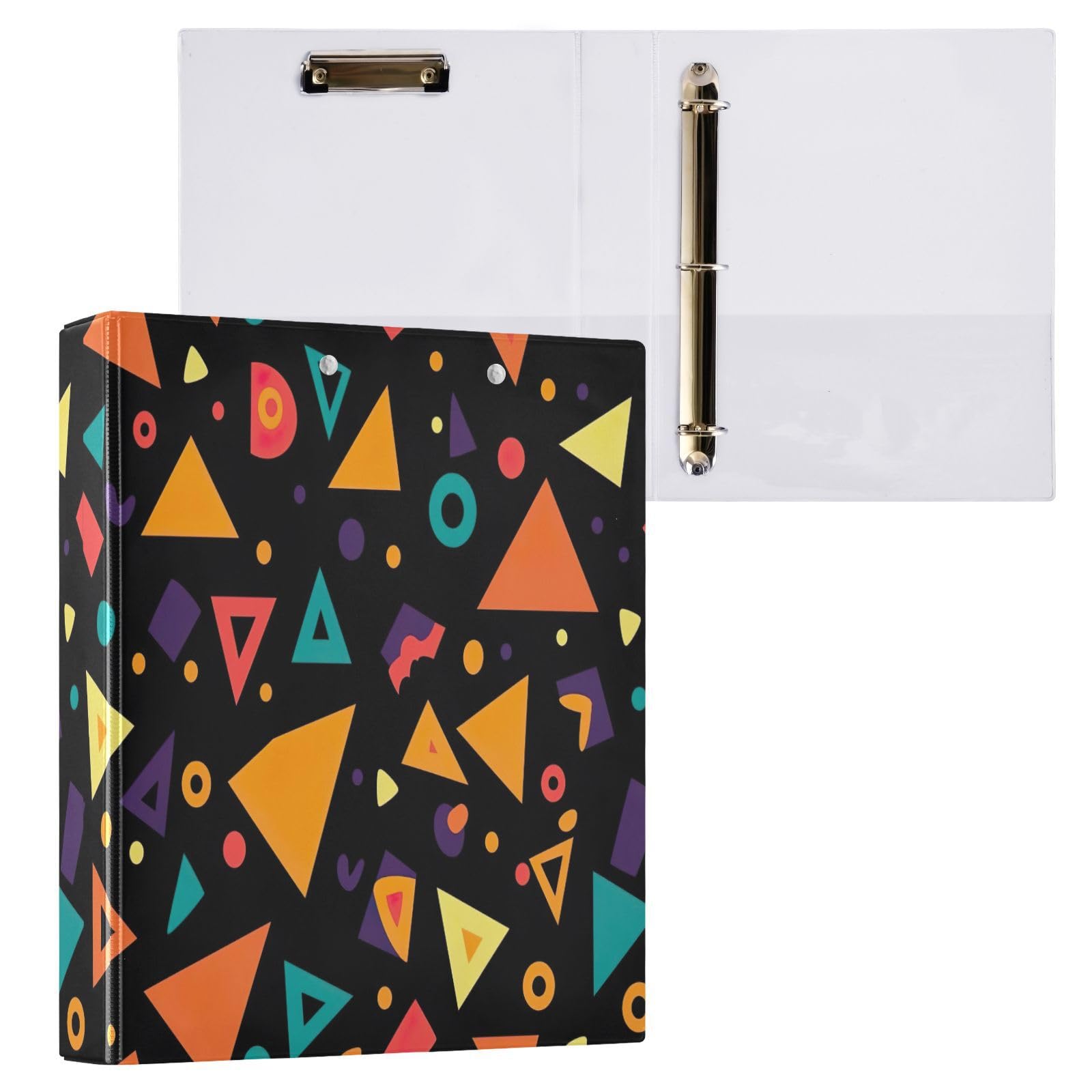 Raccoglitori a 3 anelli da 3,8 cm, semplici forme geometriche, decorativi, rotondi, con clip in metallo, organizer per casa e ufficio, confezione da 2