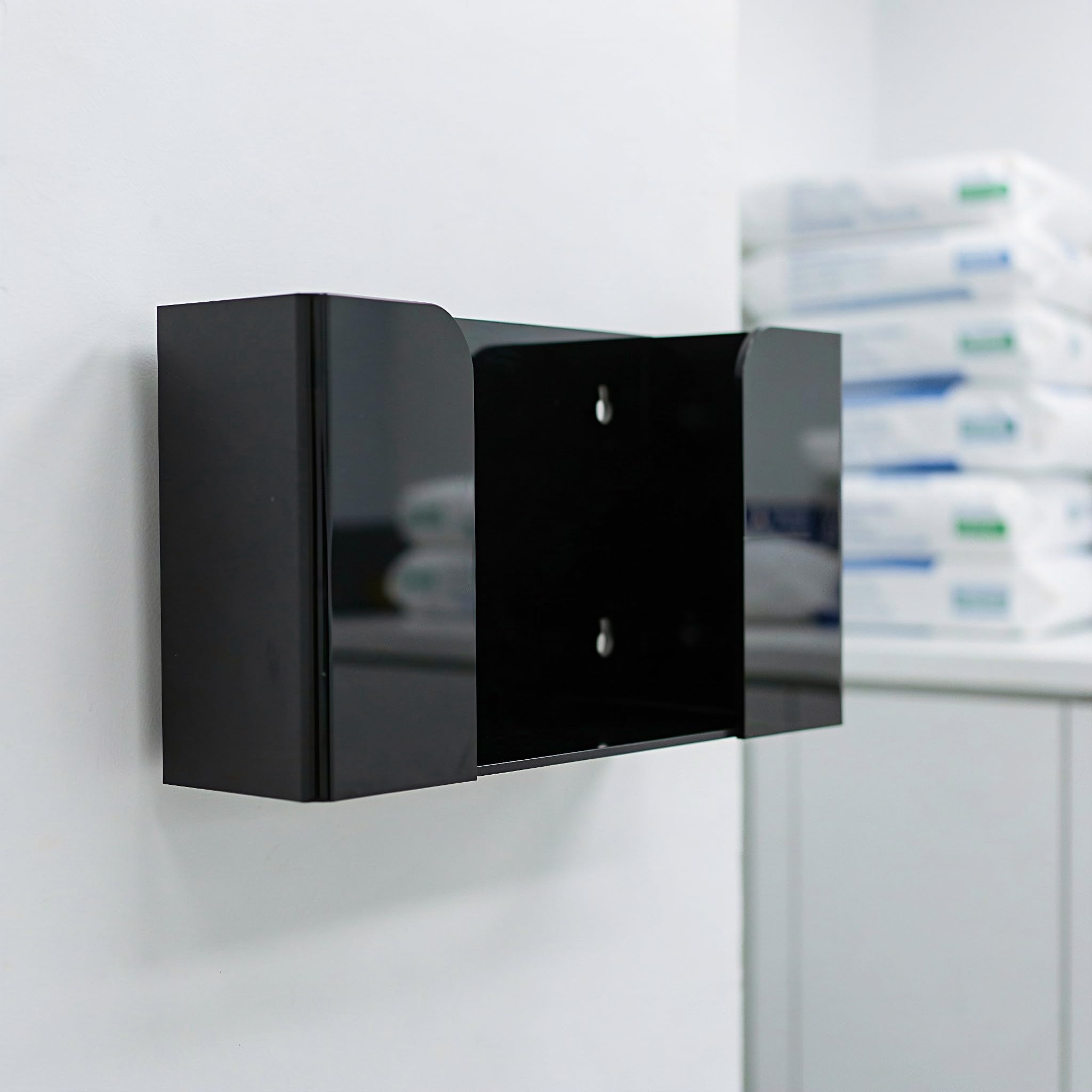 Veemoon Dispensador de guantes de montaje en pared, caja de almacenamiento