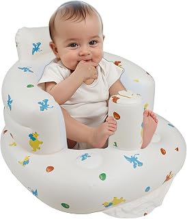 Inflatable Baby Chair with Built in Pump for Babies 3 Months & Up, Baby Floor Seats for Sitting Up, Blow Up Baby Seats for Infants - Dinosaur