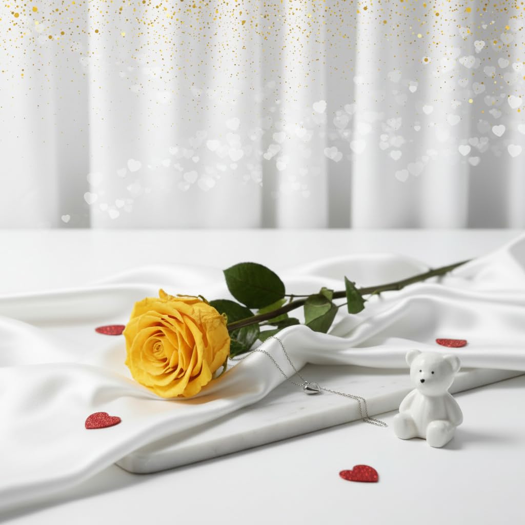 MUNTRADE 1 Rosa Preservada Natural | Rosa Eterna Amarilla | Detalle Romántico, Día de la Madre, San Valentín, Aniversario o Decoración | Flor Natural Conservada Decorativa