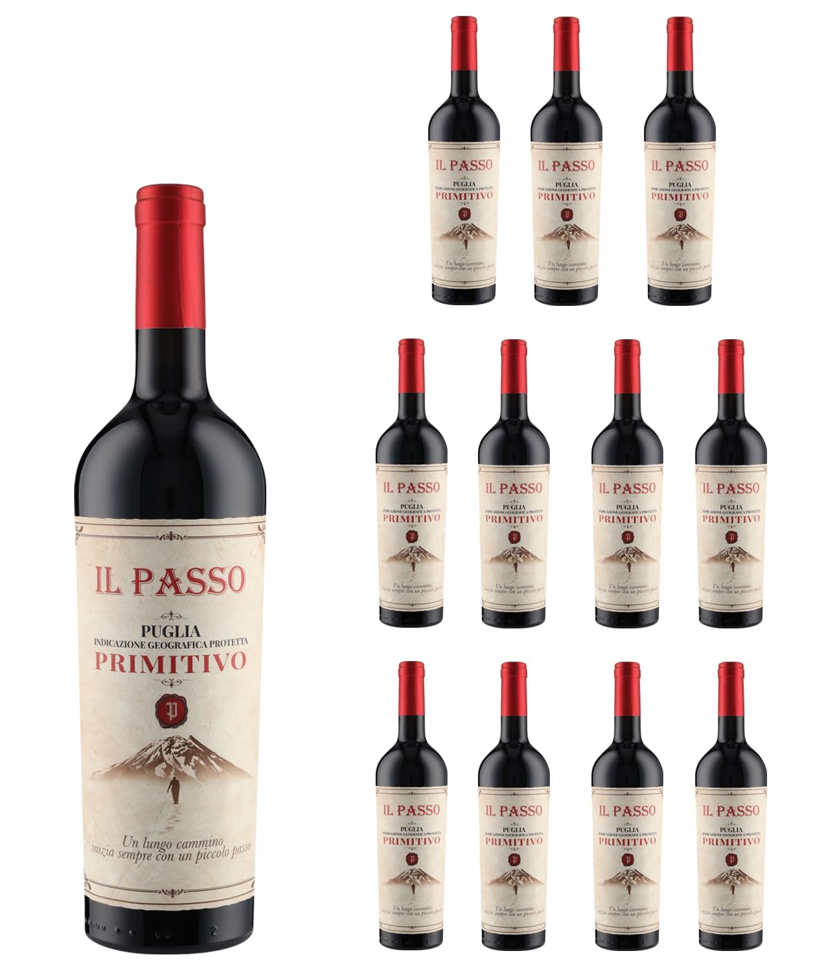 Farnese Vini Primitivo Il Passo Puglia IGT 2022 – Rotwein aus Italien (Apulien), trocken, fruchtig & würzig – vollmundiger Wein mit Aromen dunkler Beeren & Kräuter – 12 Flaschen à 0,75l