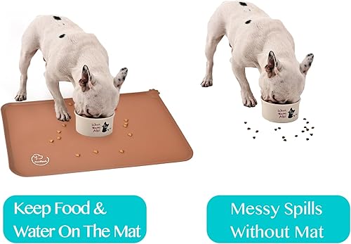 Miniatura 7 de Juqiboom Tapete de silicona impermeable para alimentación de perros y gatos, antideslizante, fácil de limpiar, mantel individual (24 x 16 pulgadas),