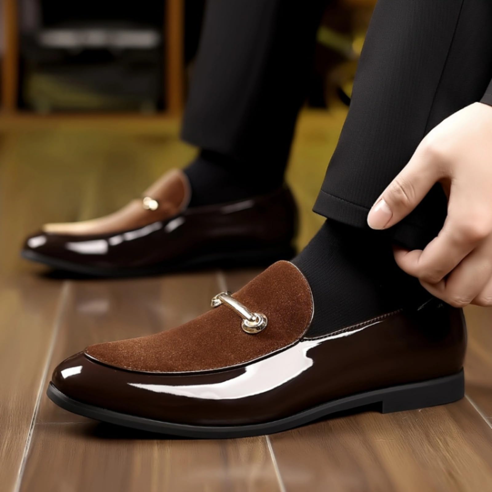 Hixingo Scarpe Stringate Uomo in Pelle | Scarpe Eleganti da Abito comoda Design classico ideale per ufficio, lavoro, matrimoni, cerimonie ed eventi formali