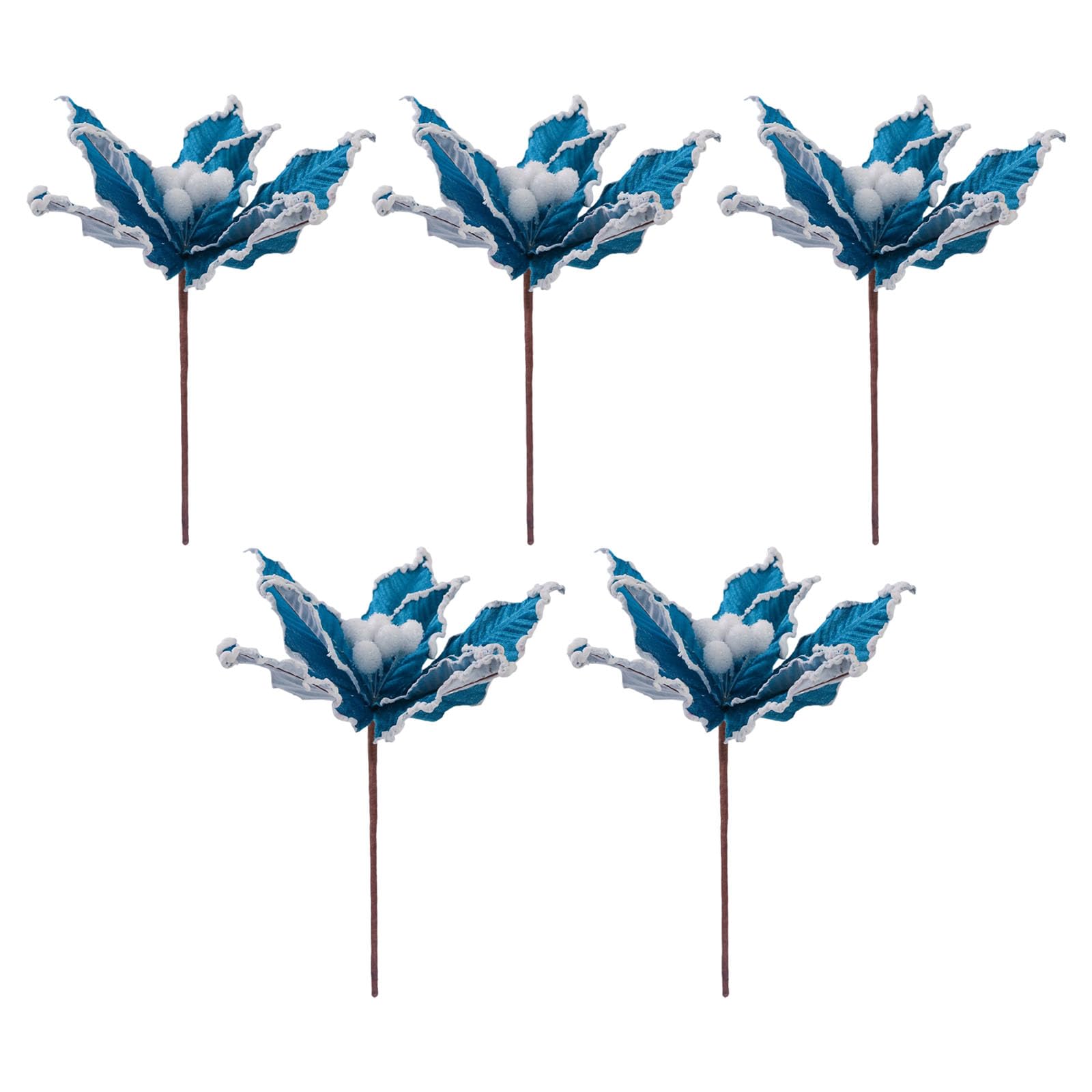 Tsophreniq Of 5 Velutinous Christmas Posies Artificial Blossomy Garnishes for Tree Handicrafts with Flexible Wire Substrates Realistic Faux Holiday Arrangements