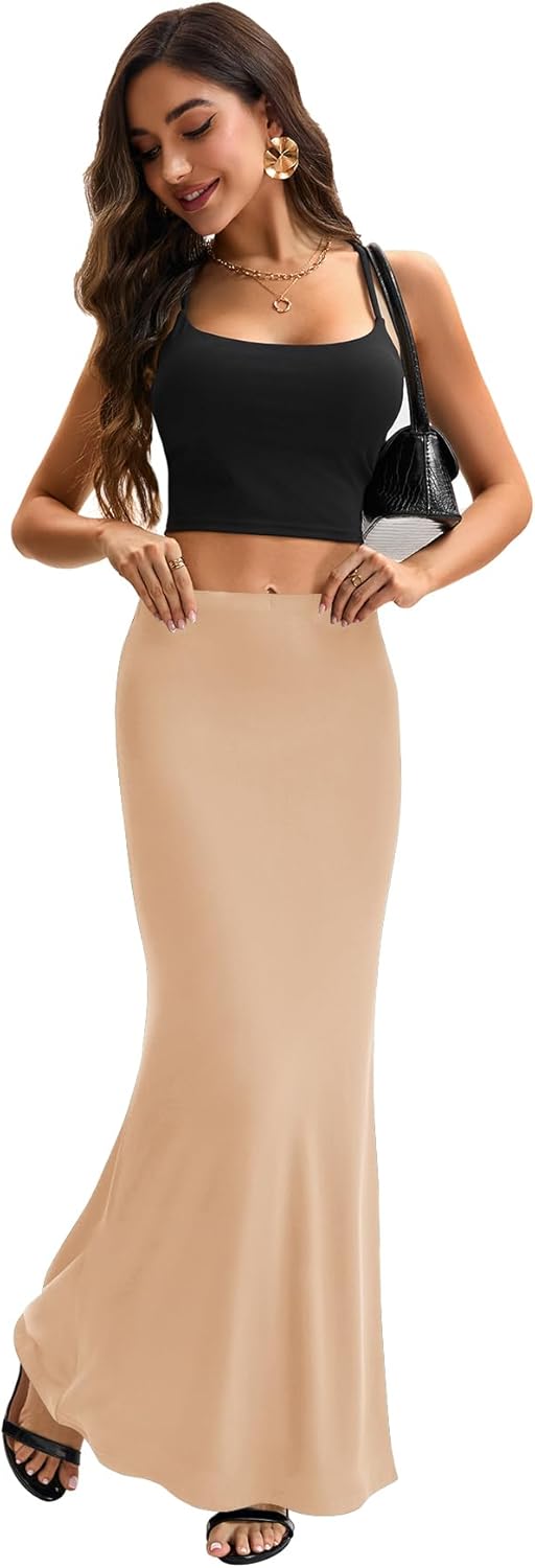 KIFOVEN Women's High Waist Elastic Flare Sexy Bodycon Basic Slim Maxi Skirt - Image 6