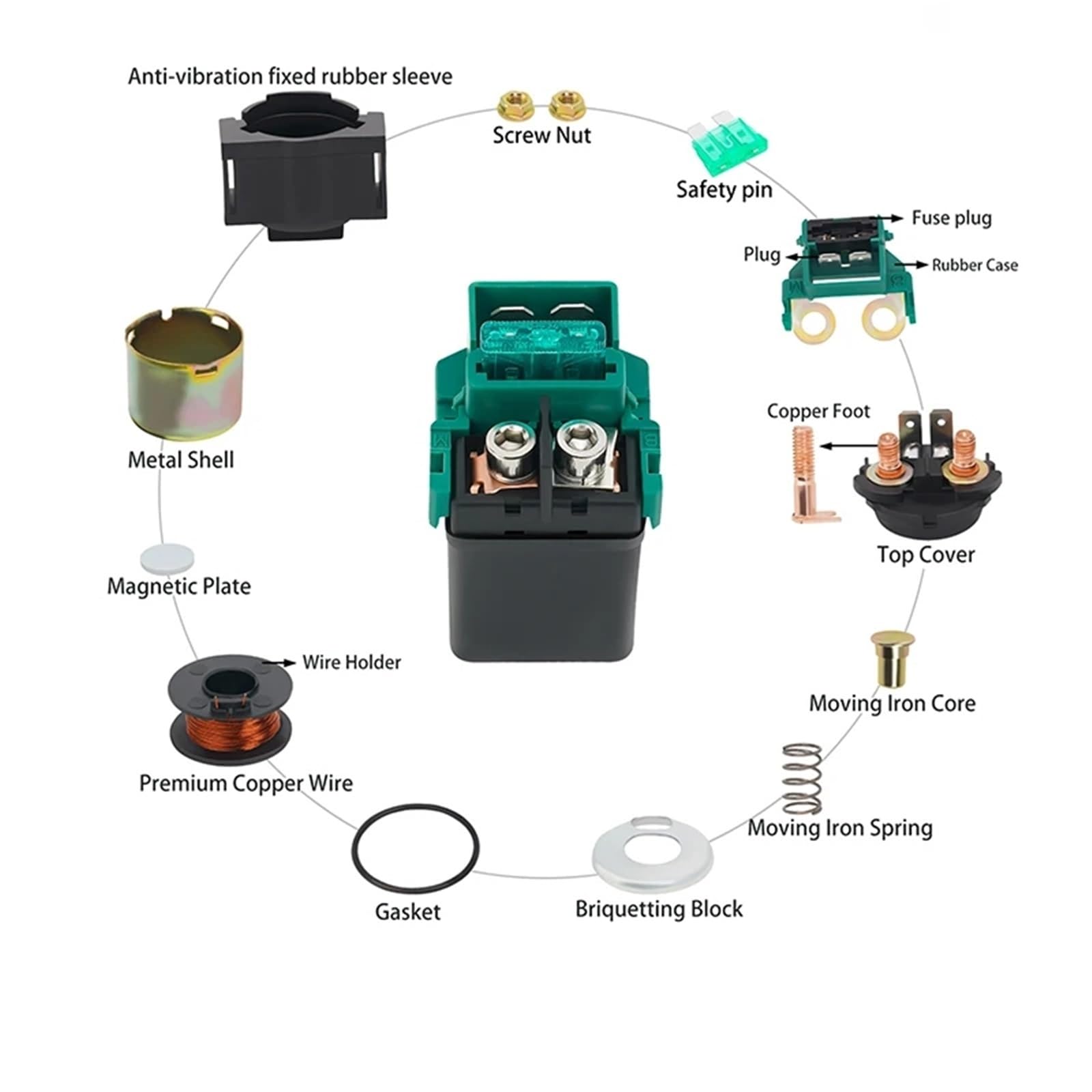 Relè Solenoide Avviamento Compatibile con VTR1000 per VTR1000F per Super per Hawk 1999-2005 Solenoide di Avviamento Moto per Relè Multiuso per Relè