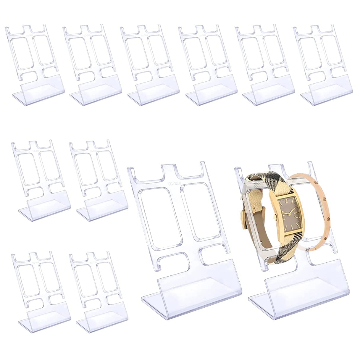 SYOSI Watch Display Stand, 12 Pcs Clear Acrylic Watch Displays Stands ...