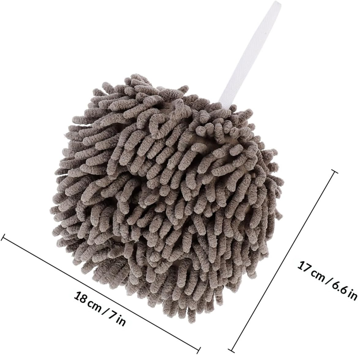 BETOOKY Quick-Dry Chenille Hand Towel Ball Hanging Loop Absorbent Kitchen Cleaning Cloth Smoke Gray for Home and Bathroom Use