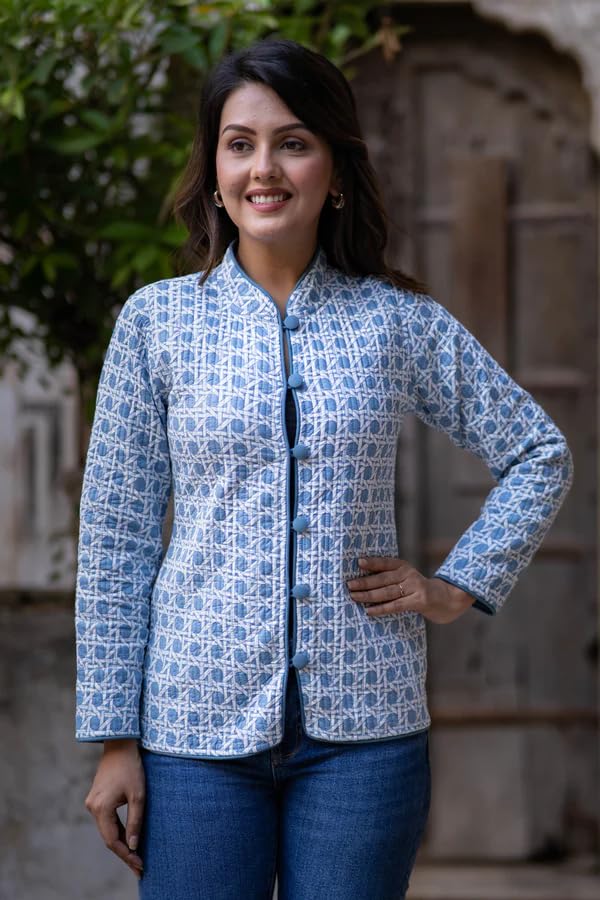 Image of Jackets for women | Cotton Quilted Reversible Short Jacket | Double Sided Warm Outerwear Coat for women |Jacket for women winter wear
