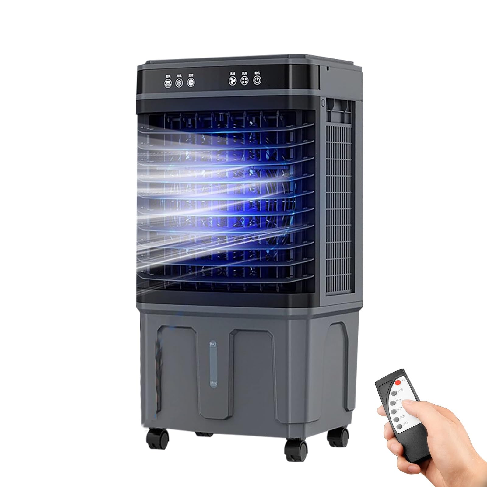 Portable Evaporative Air Cooler, 20/30/40L Swamp Cooler with 3 Speeds, 120° Oscillation, 12H Timer & Remote Control for Home & Office