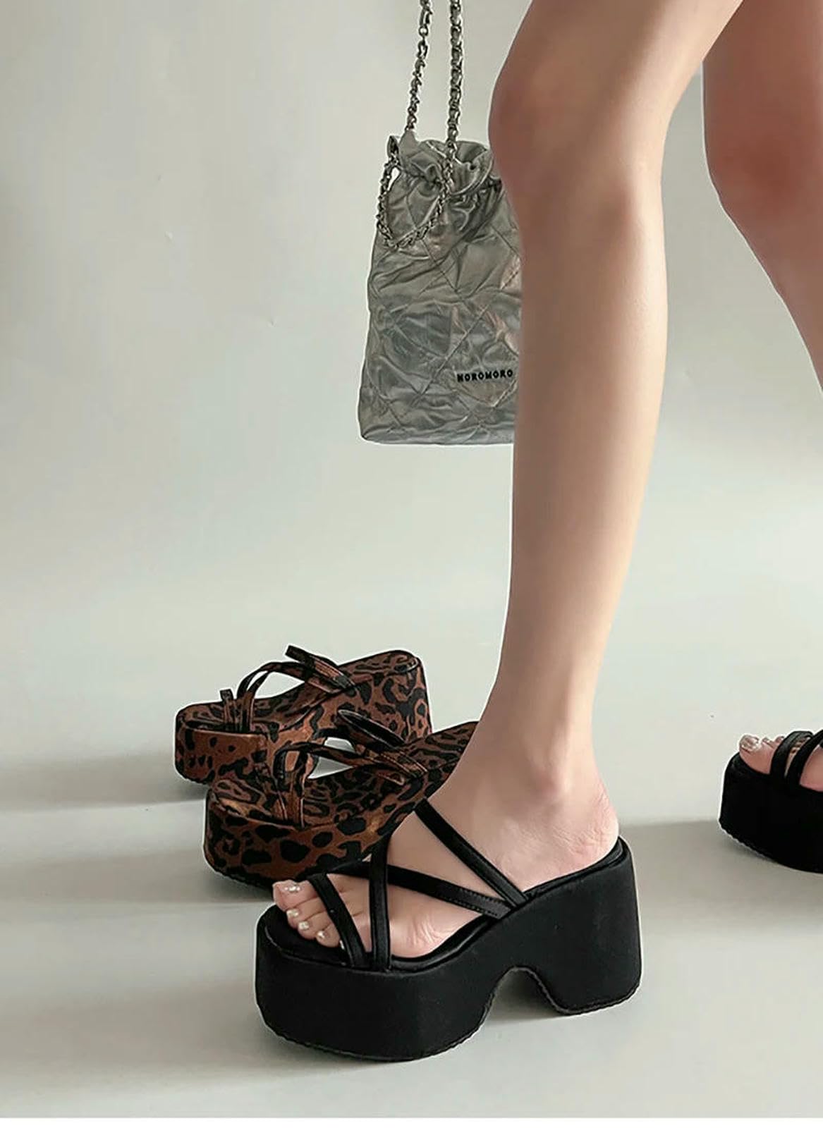 WANGQIQI Ciabatte Estive Piattaforma Estiva Slifori di Tallone Donne Apri Stretti Scheroni da Ladies-nero-39