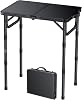 FUNYKICH 2ft Small Folding Camping Tables(58x40cm), 3 Height Adjustable Portable Picnic Table, Lightweight Aluminum Outdoor Table with Carry Handle for Camping, Picnic, BBQ, Black