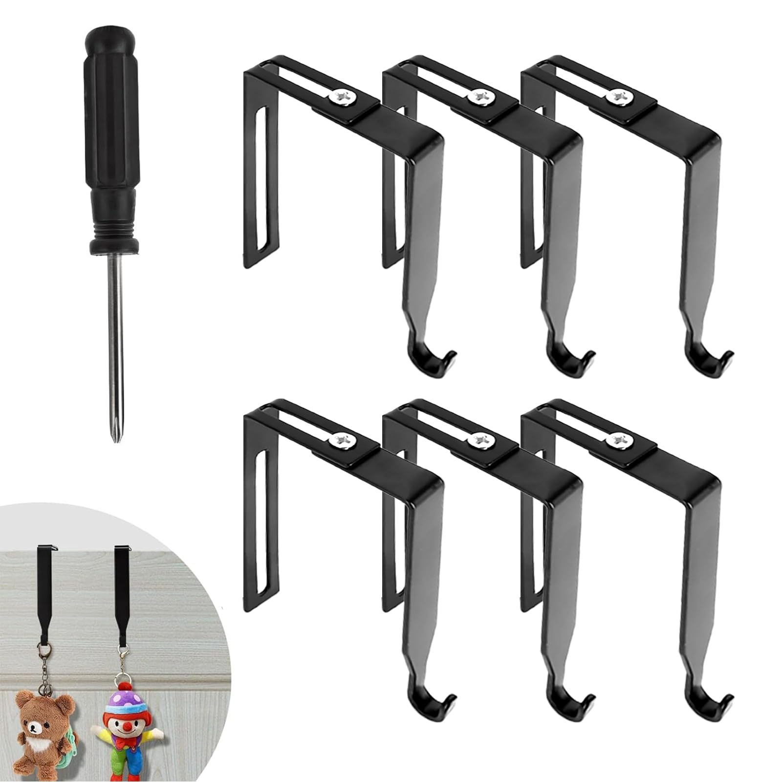 AccEncyc Cubicle Wall Hooks 6PCS Over The Door Mirror Hanger Adjustable  Partition Hanger High Strength Metal Coat Hooks Cubicle Hangers Adjusted to  Fit 1 3/8 Inch to 3 1/2 Inch Thickness Panels – BigaMart, image size:1600x1600
