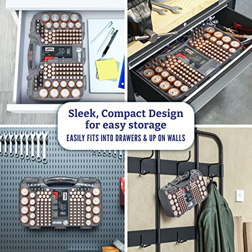Image of 180 Battery Organizer Case with Tester, Double-Sided, Locking Lid