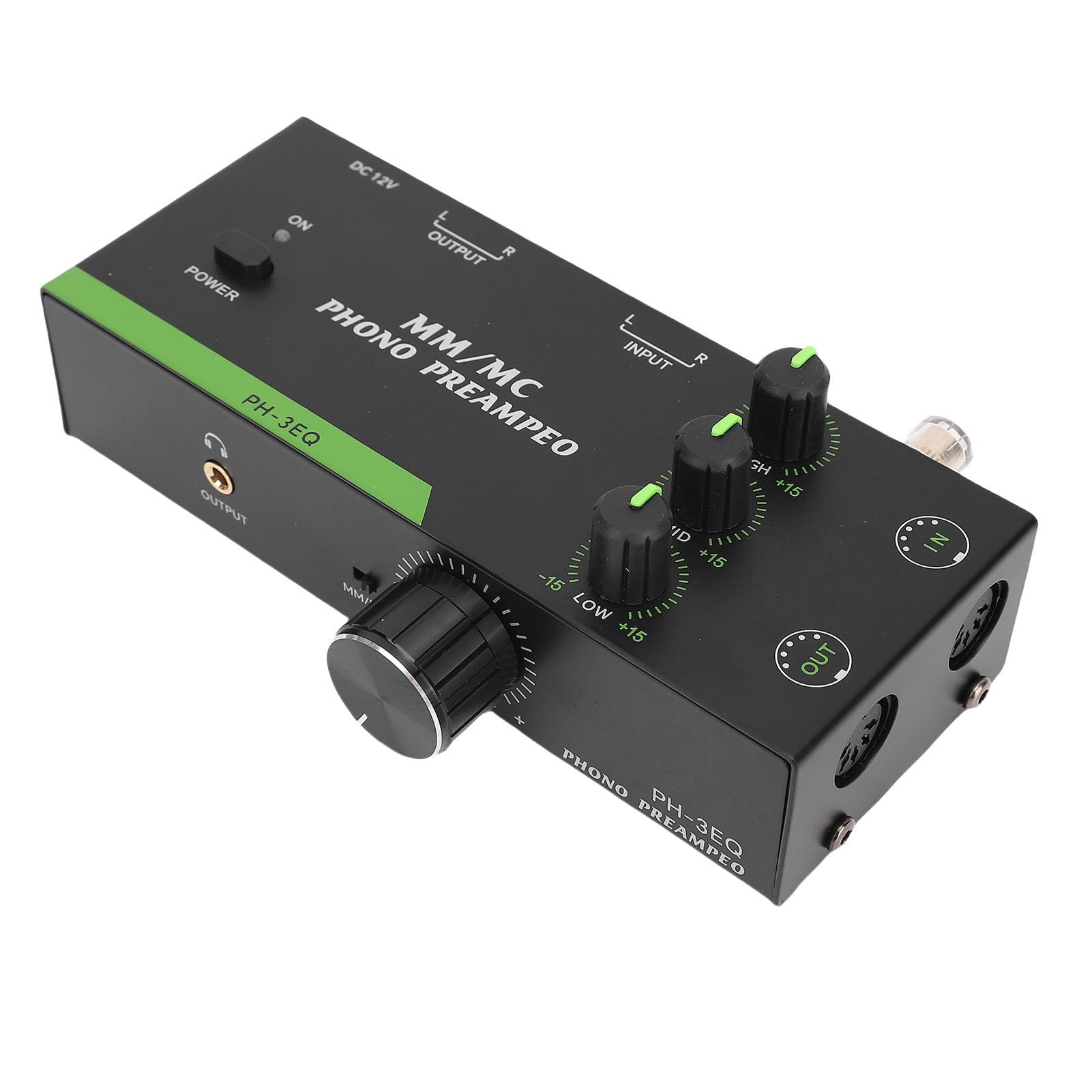 Préampli Phono, Keenso Préamplificateur MM/MC Réglable en Alliage d’Aluminium pour Platine Vinyle, Améliore la Qualité Sonore avec Contrôle de Fréquence, pour Audiophiles (Prise UE