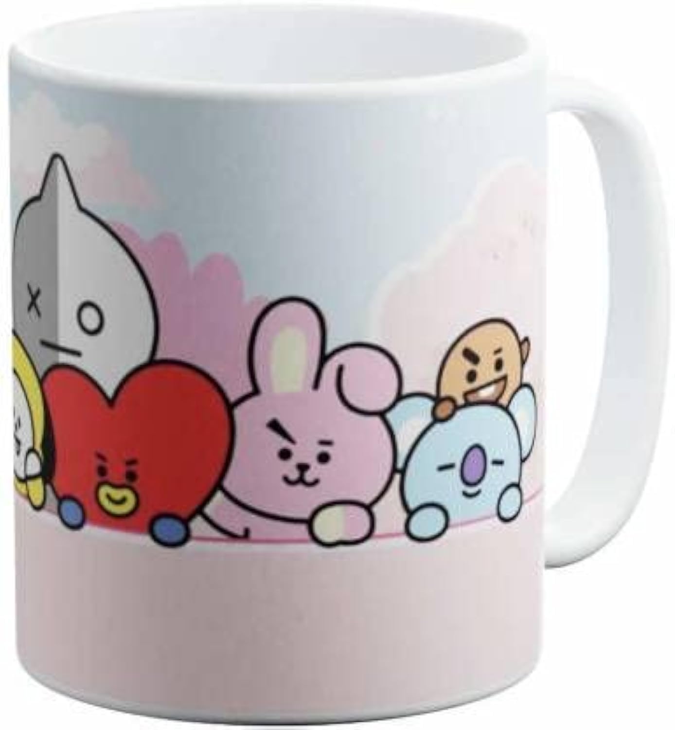 VOLTX DESIGN Printed BT21 Chimmy Cooky Pink Theme Fan Art Printed White Ceramic OFFCIALLY LICENSED BTS FOR ARMY Ceramic Coffee Mug (350 ml)