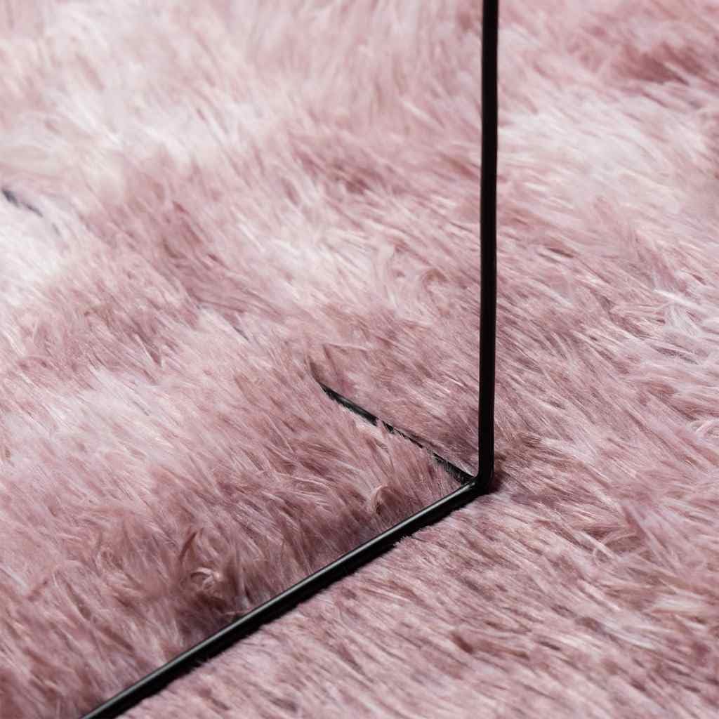 Tapis Shaggy à Poils Longs NAVARRA Rose poudré, 240 x 240 cm, 100 pour Cent Polyester, Dessous antidérapant, pour Salon Chambre Bureau, Moelleux au Sol