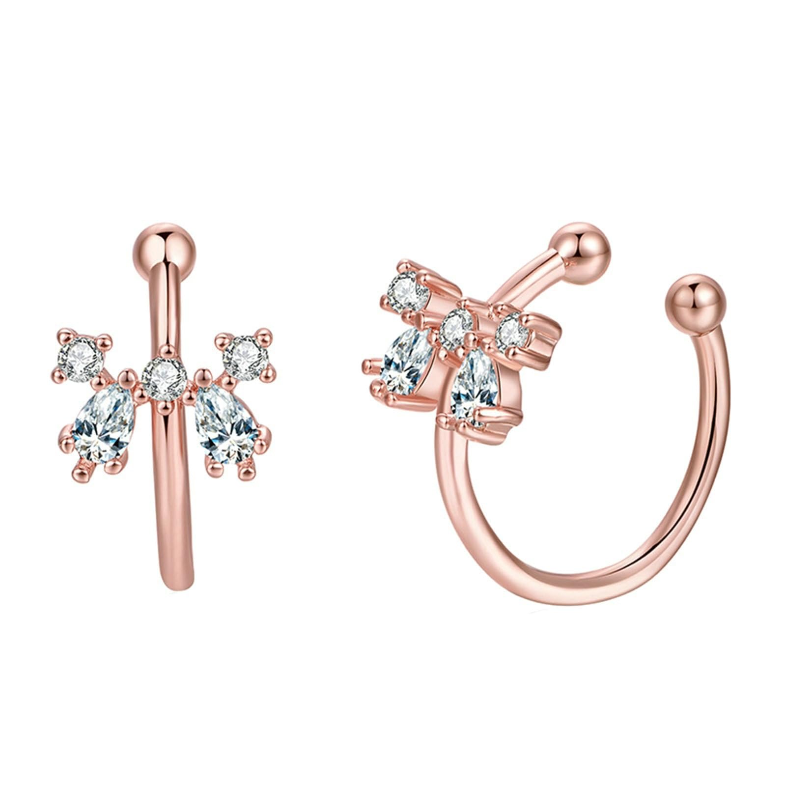Daesar Ohrclips Weißgold 585 Echtgold Damen, Ohrringe ohne Ohrlöcher Schmetterling mit Moissanit Hochzeit Ohrklemme Ohr Cuff Allergiefrei für Frauen