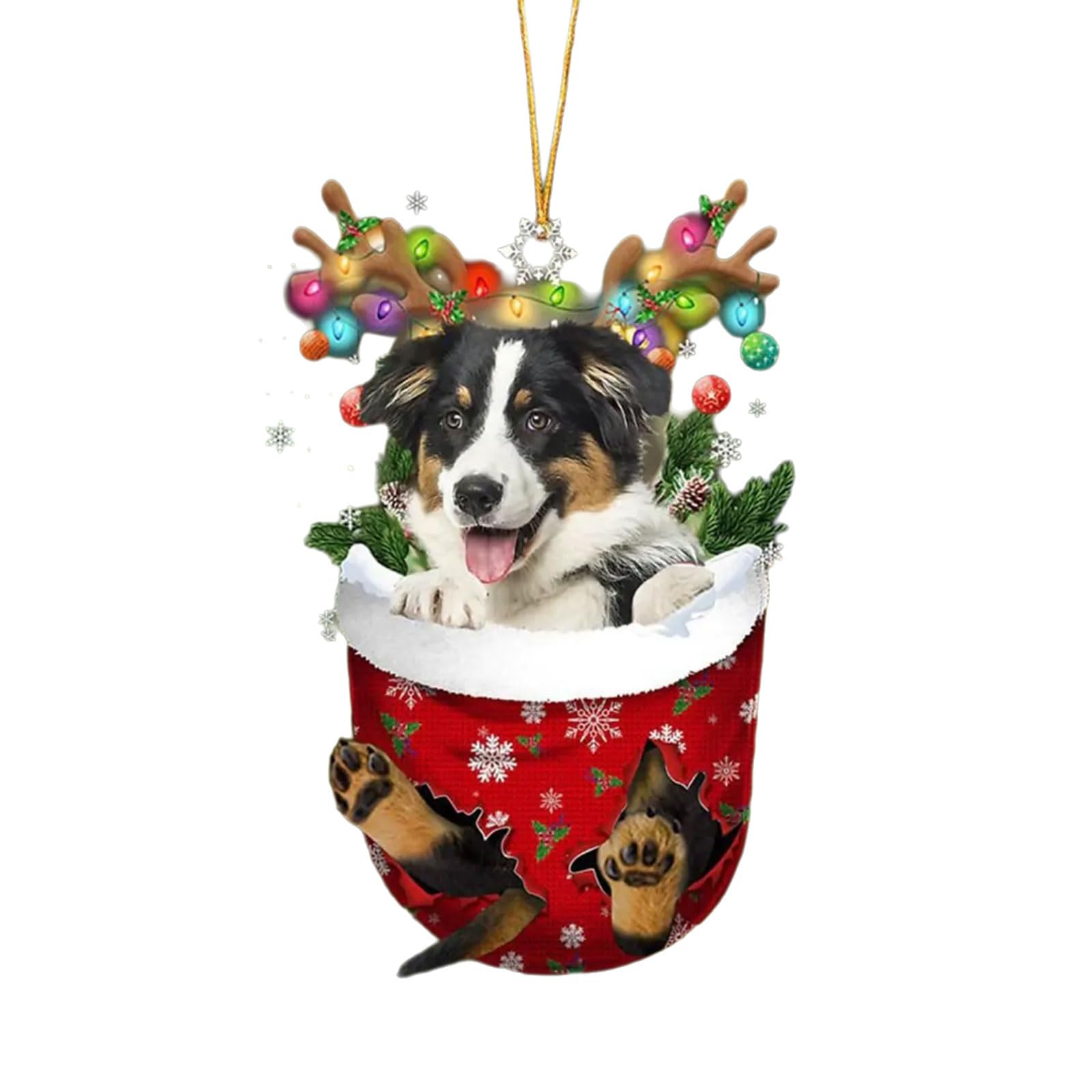 Lerpwige Festival Dog Hanging Charm Acrylic Pendant Christmas Decoration Hanging Ornament For Tree Adornment Dog Stocking Fillers