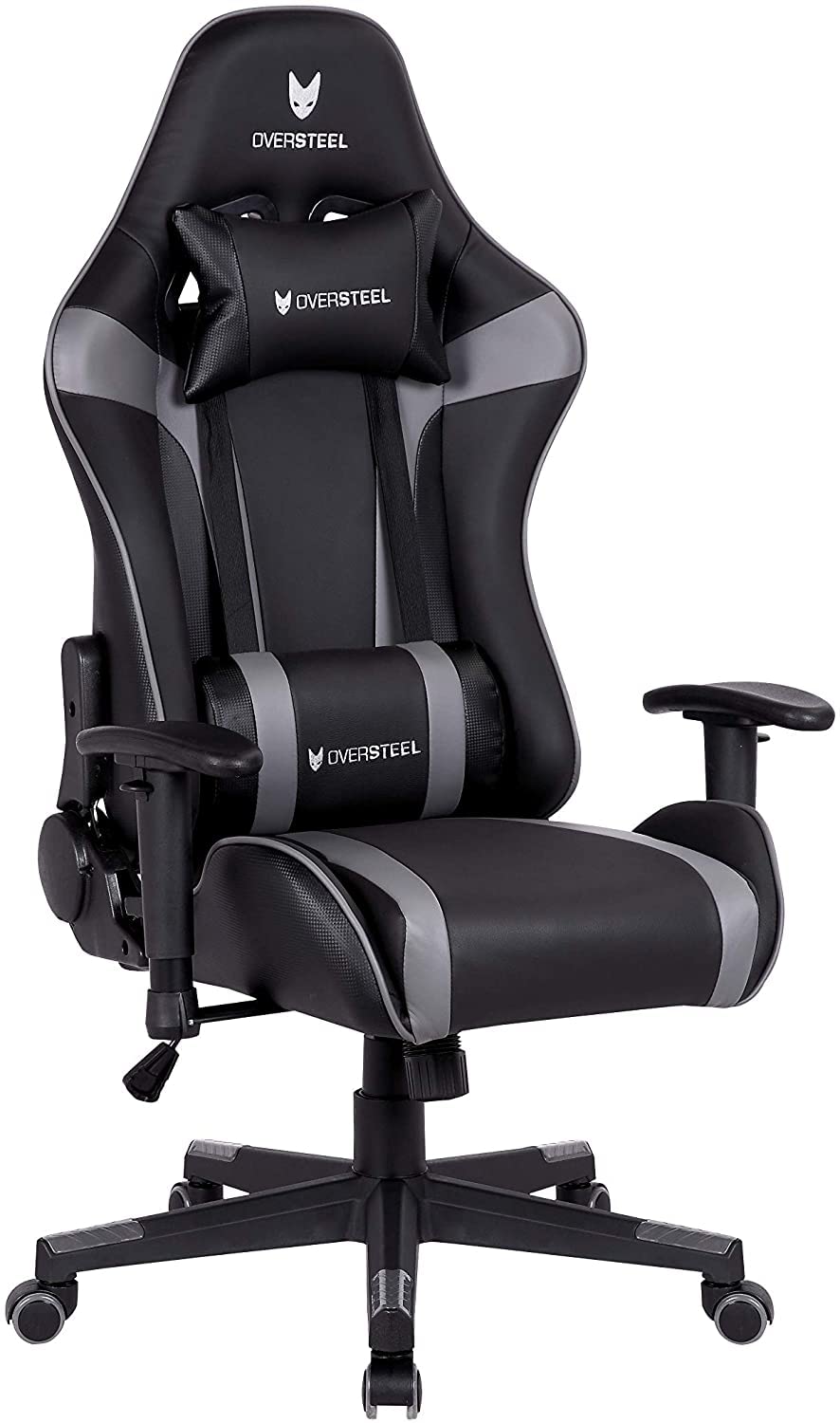 Oversteel - ULTIMET Silla Gaming Profesional Polipiel, Reposabrazos 2D, Ajustable en Altura, Respaldo Reclinable 180º, Pistón Gas Clase 3, Hasta 120Kg, Color Gris ULTIMET Gris