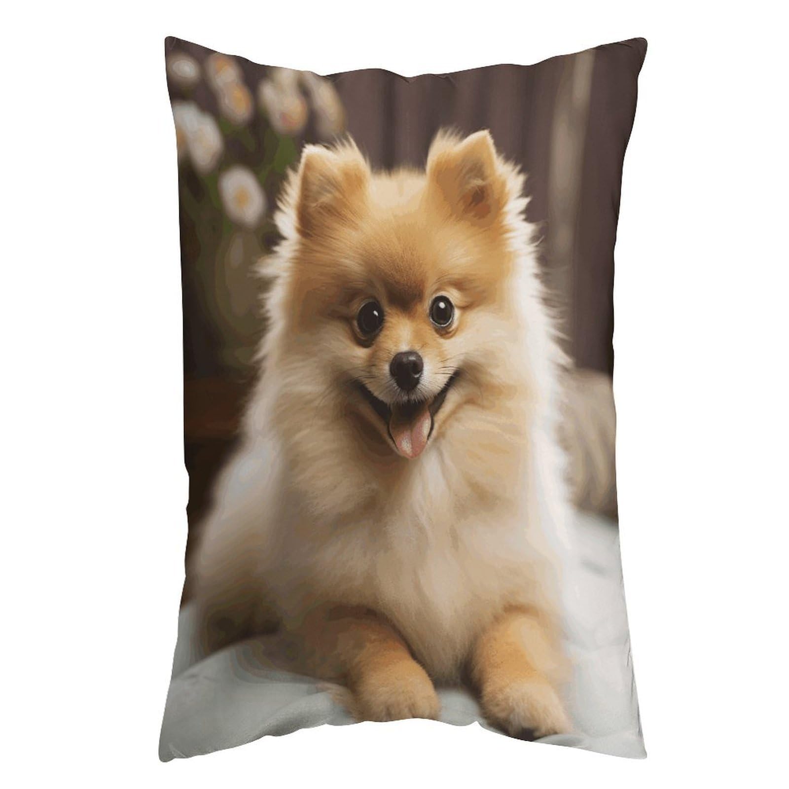 FekiLoot Cute Pomeranian Dog Throw Pillow Cover Soft Pillowcase with Hidden Zipper Lumbar Decorative Throw Pillow Covers Luxury Cozy Pillows Shams Rectangle Cushion Cases