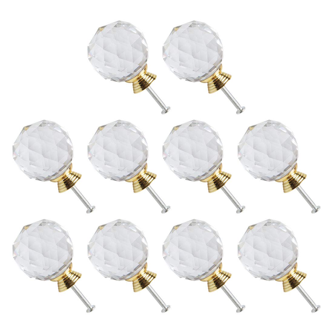 Poignées de porte et placard en cristal lot de 10 boutons ronds de 40mm