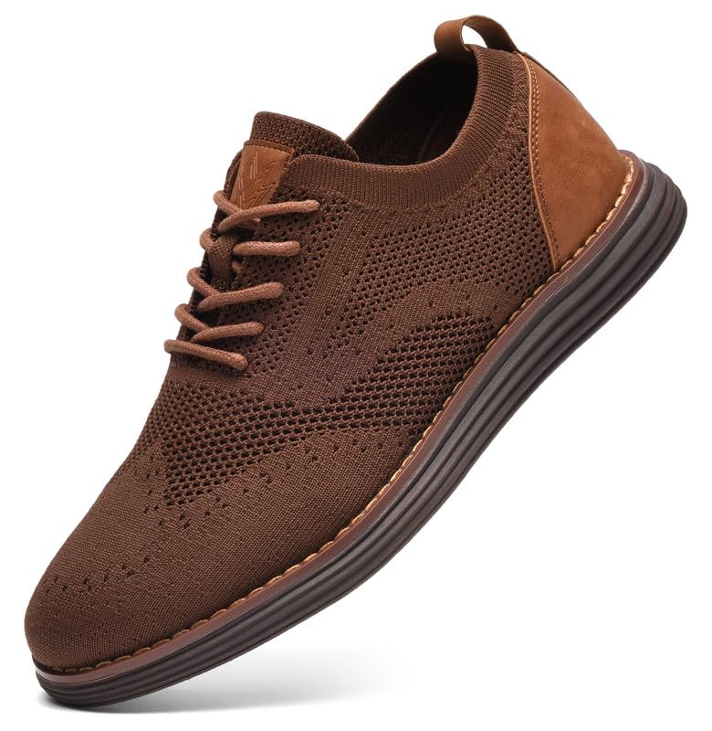 Bergamo Mens Tech Knit Oxford Dress Shoes - Lightweight and Breathable Office Sneakers Slip-On Business Casual Shoes with