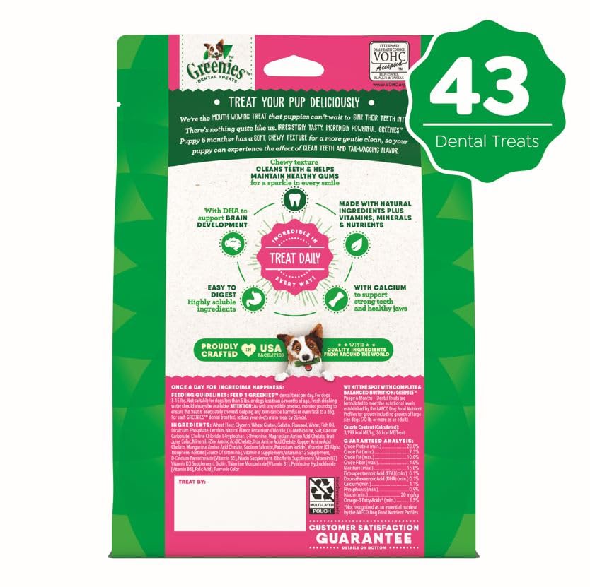Greenies Puppy Teenie Size Natural Dental Dog Treats, (43 Treats) 12 oz. Pack - Image 3