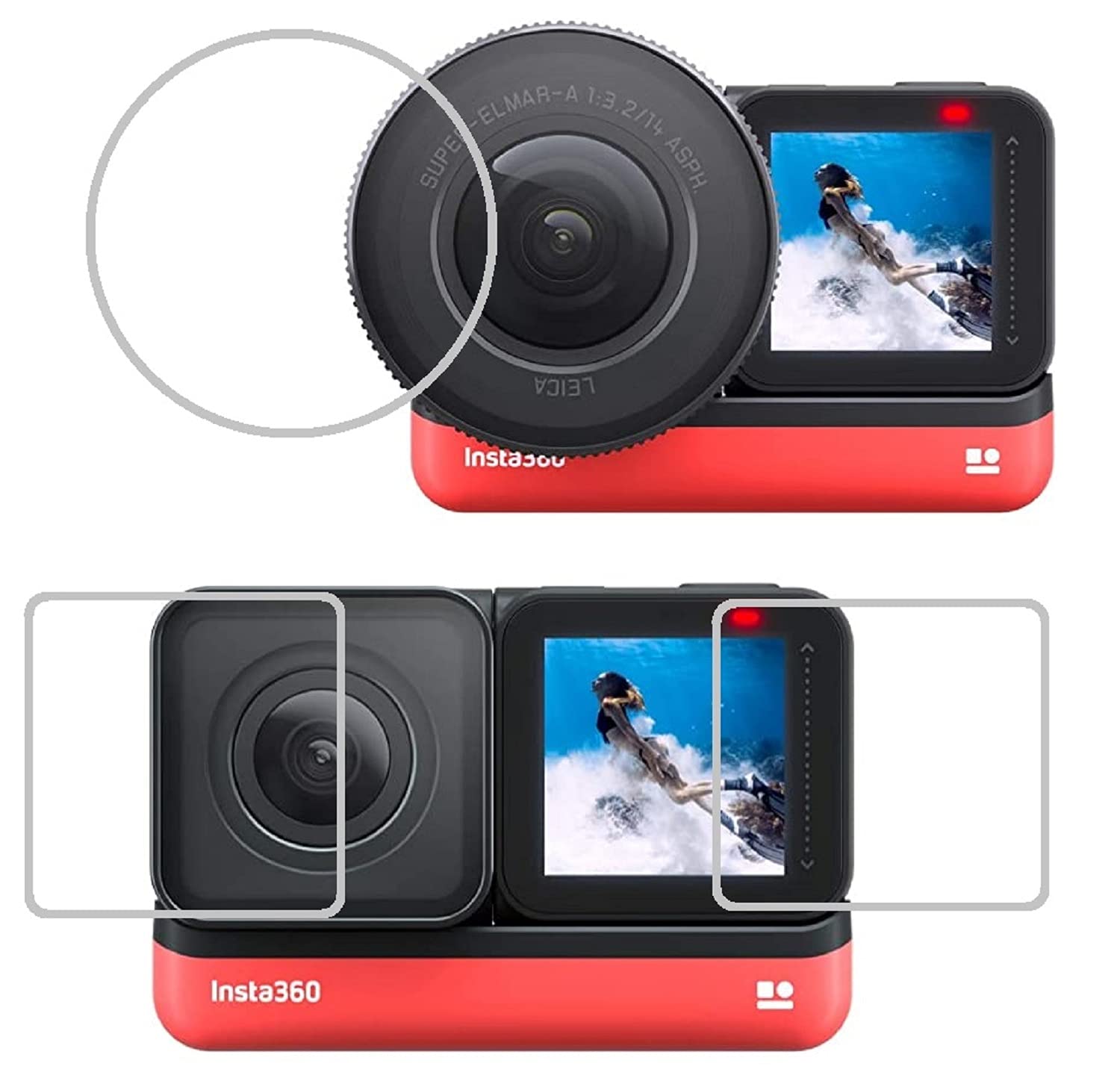 M.G.R.J® Tempered Glass Screen Protector for Insta360 ONE R/ONE RS (3 P’cs Set)