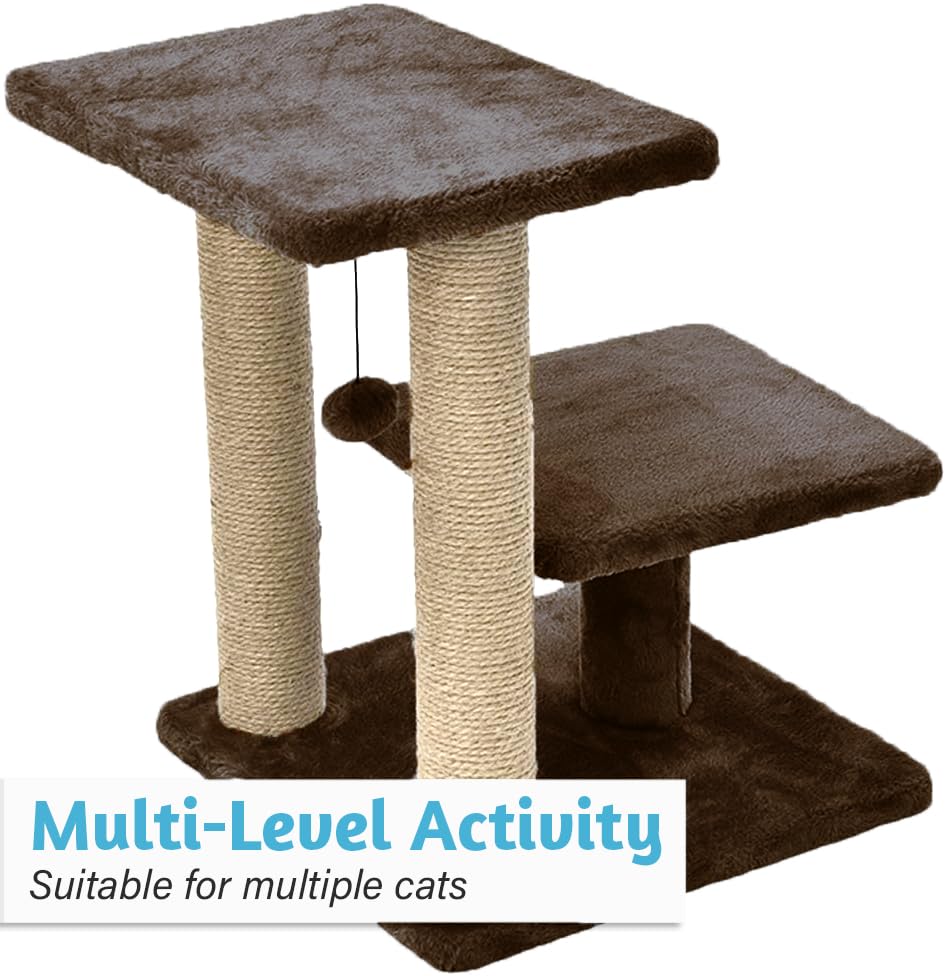 Image of Cat Tree with Multiple Levels and Scratching Posts (Brown - FUUR-17)