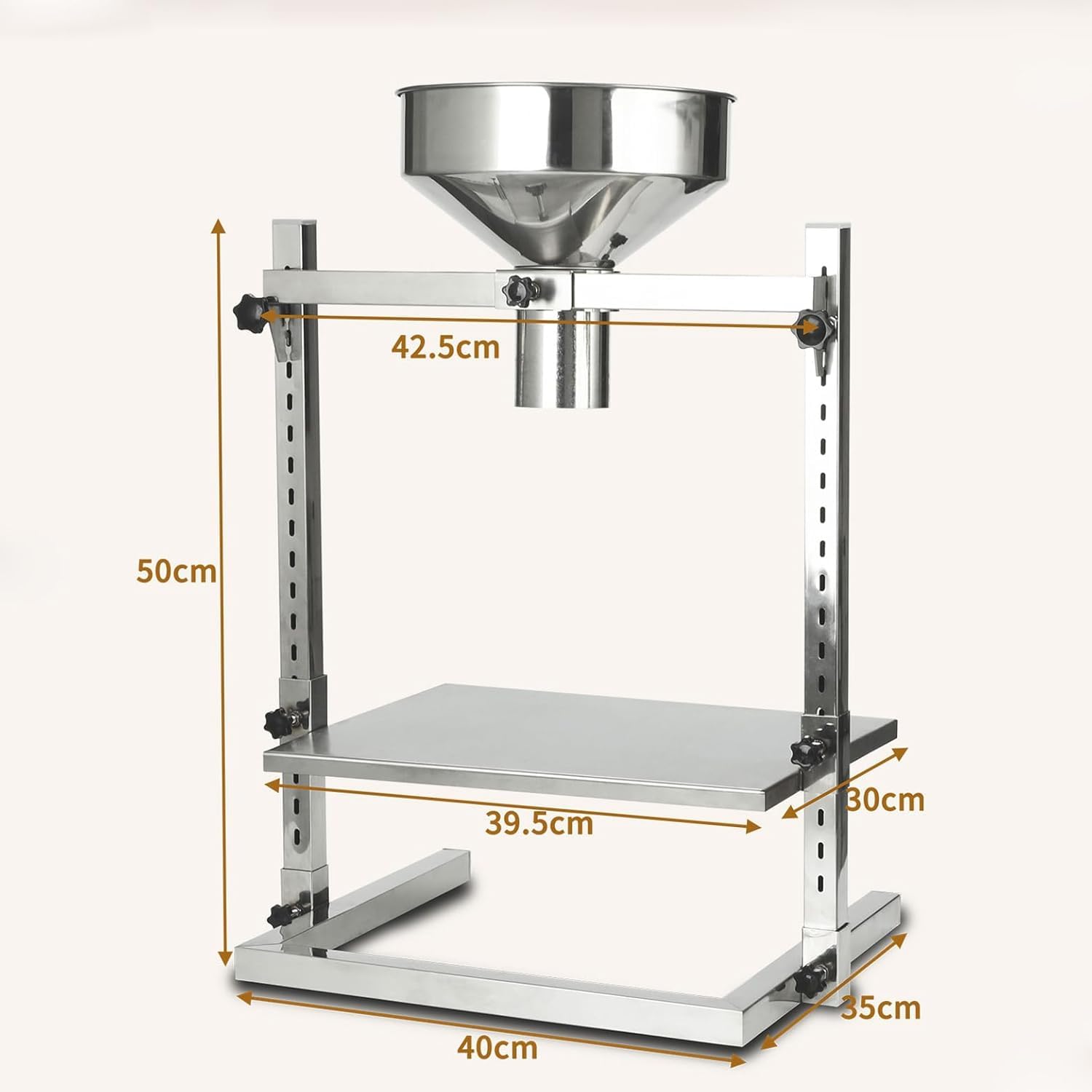 Futtertrichter für Pulver, Flüssigkeit, Granulatverpackung, verstellbare Höhe mit doppelter Halterung/Tablett, untere Öffnung 1,2-7 cm, Edelstahl