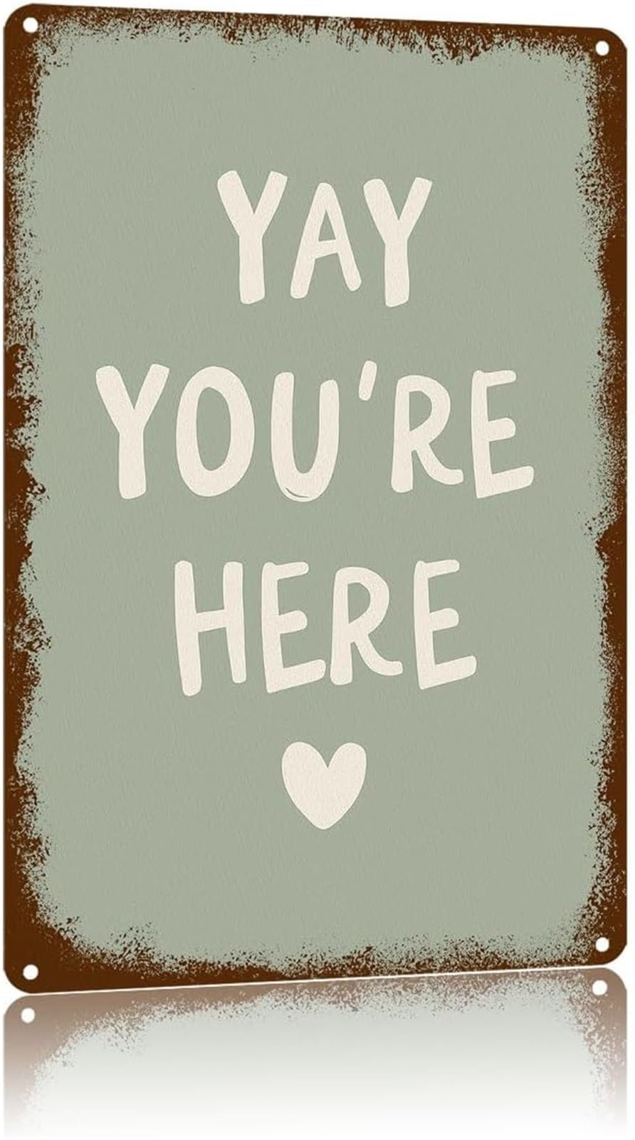 NWPNLXEA Joyful Yay Youre Here Sign Vintage Metal Sign for Entryway Decor 8 X 12 in