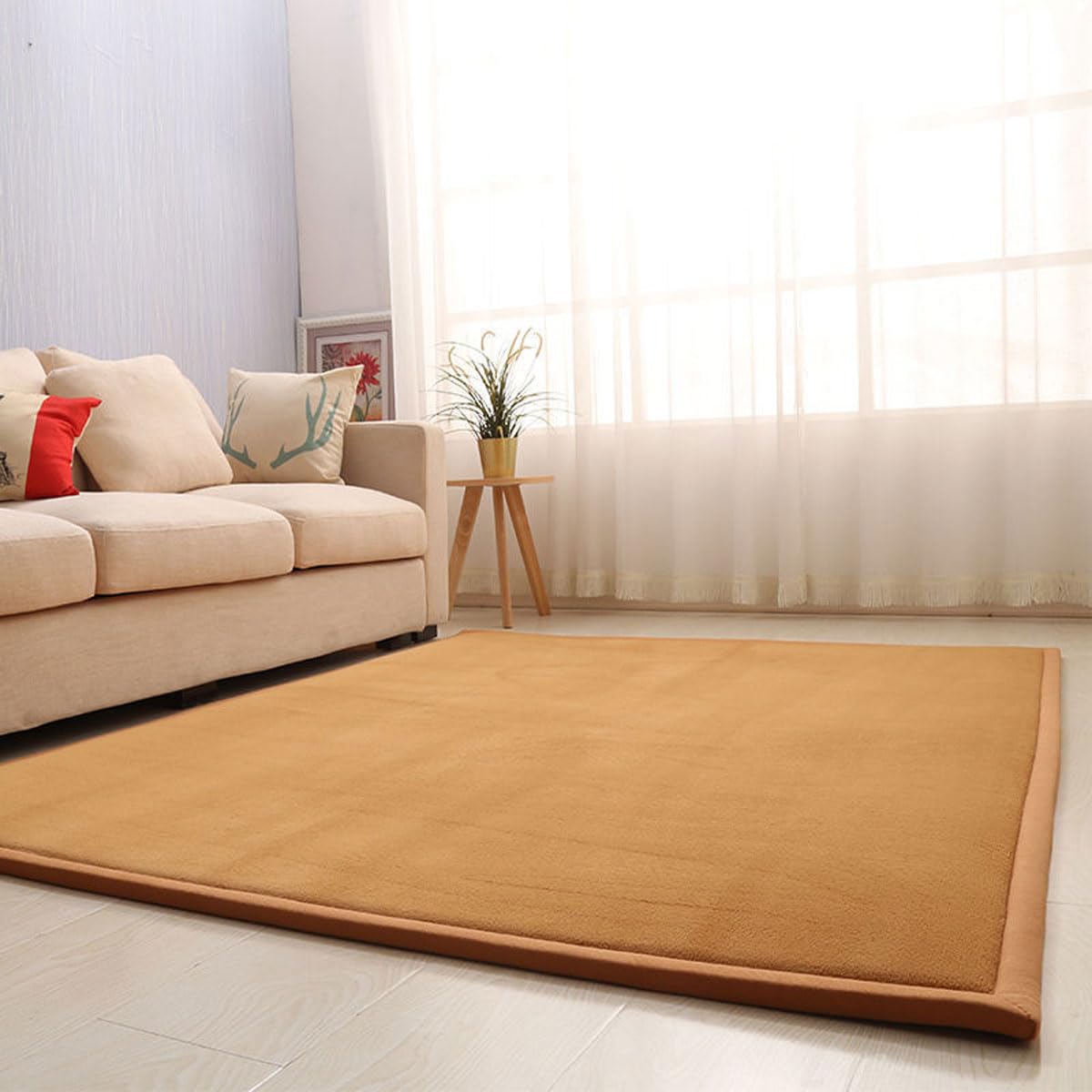 Single tree forest Large Area Rug, 2cm Thick Kids Carpet, Easy to Clean, for Boys and Girls-Khaki-60 * 150