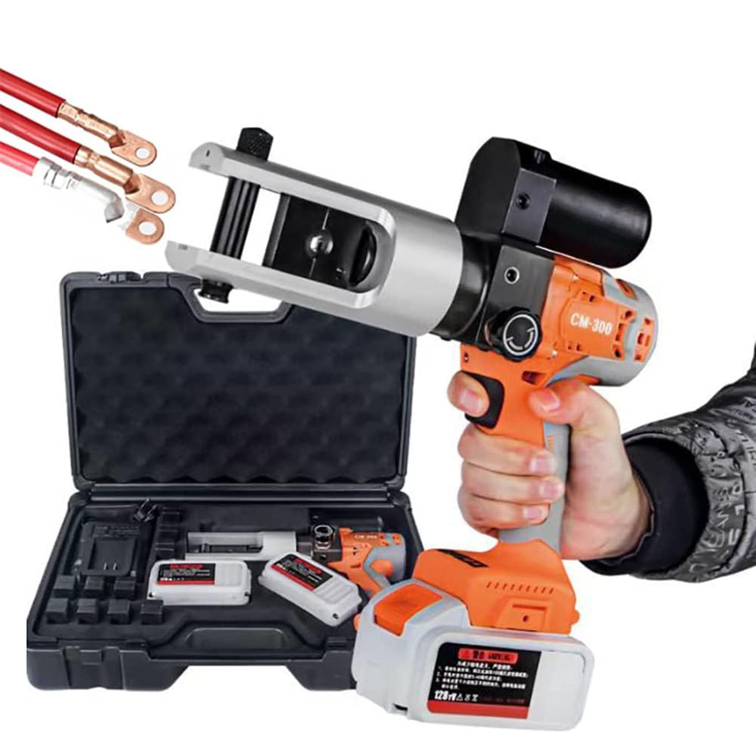 Xyfgodem One Colour Rechargeable Electric Hydraulic Crimper 16-300Mm² For Copper And Aluminium Terminals - Battery Crimping Tool