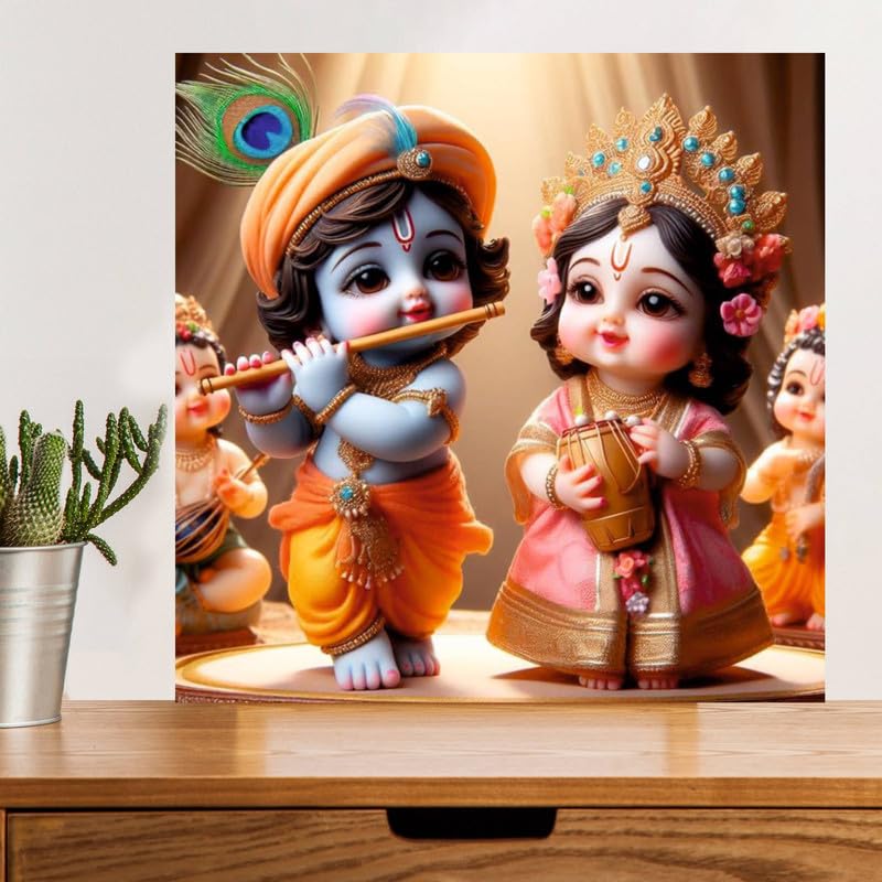 Image of British Terminal Cute little Bal Gopal Baby God Krishna| Kanha Ji | Laddu Lord Makhan Chor Painting Religious Poster for Pregnant Women for wall (matt thin vinyl,sticker,multicolor,unframed)| bj274
