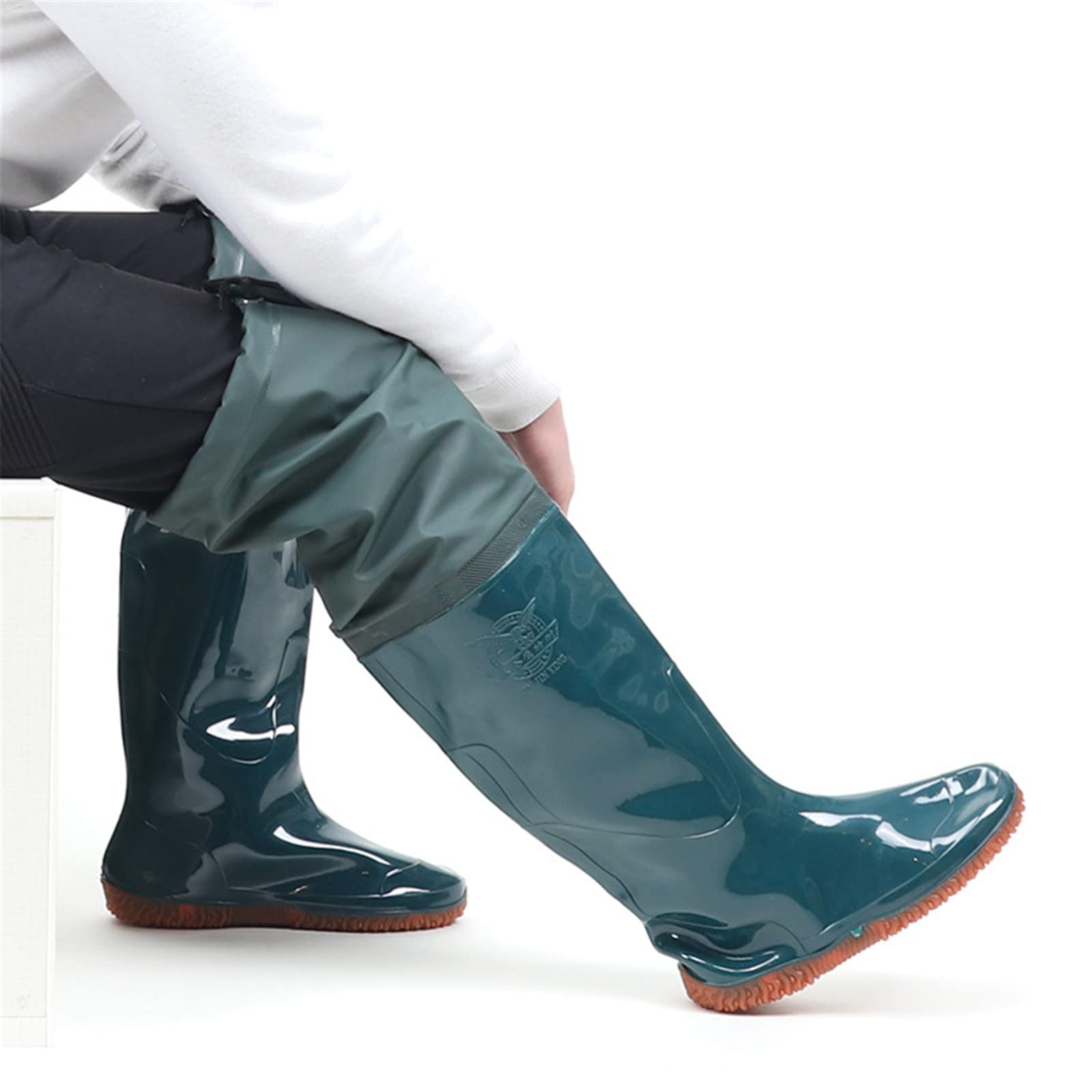 Stivali da Pesca Ultraleggeri con Suola Antiscivolo per Uomini e Donne - Wellies per la Pesca, la Caccia e Gli Sport Acquatici,39EU,Green