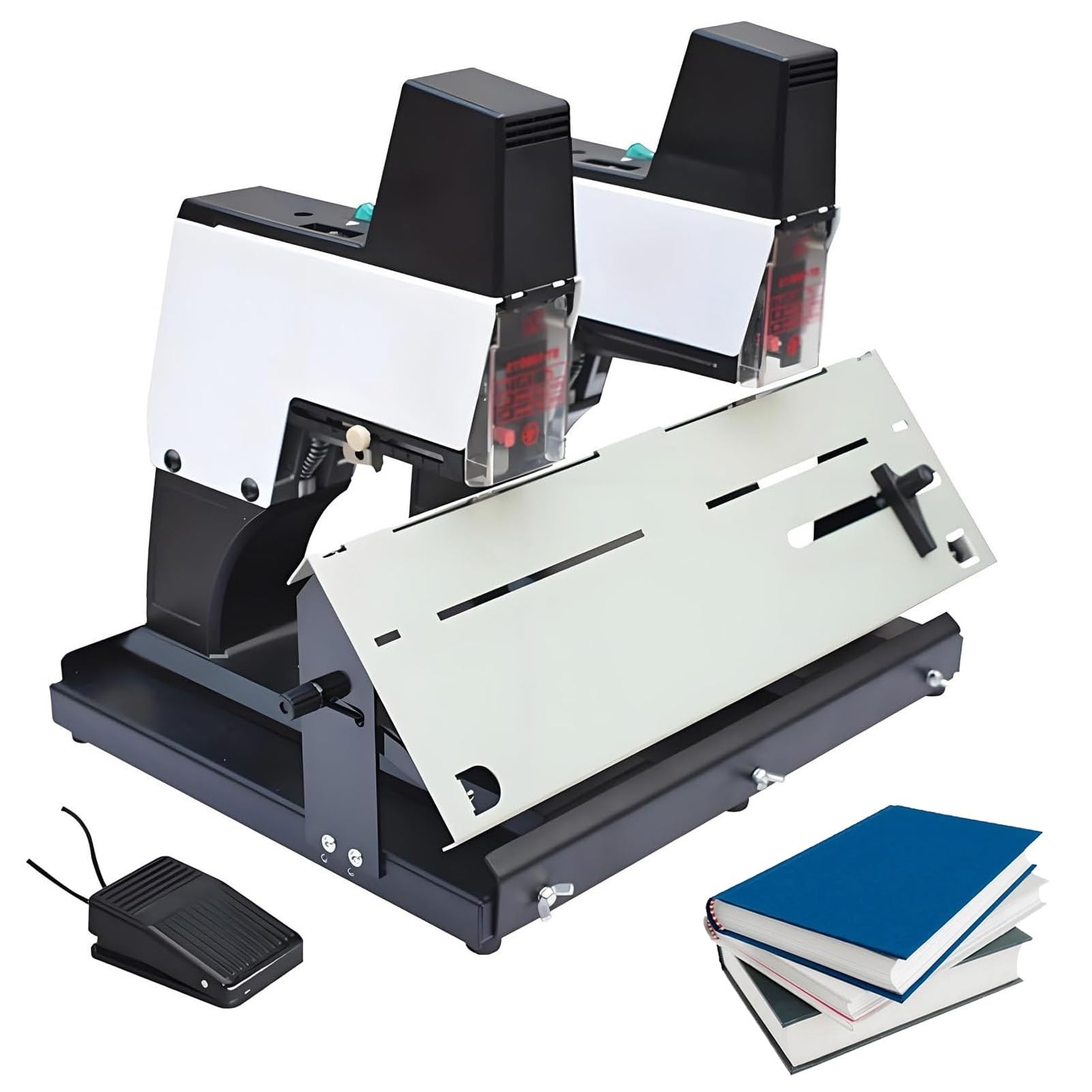 ZHJOPP Heavy Duty Electric Binding Machine, Automatic Saddle Binder with Foot Pedal, Double Head Stapler,for Office Use