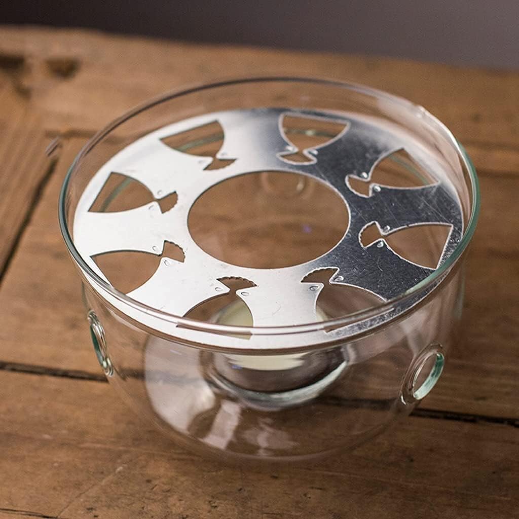 Teapot Warmer High Heat Resistant Borosilicate Thicken Round Glass Teapot Warmer Tea Pot Tea Light Heater for Aromatherapy Stove
