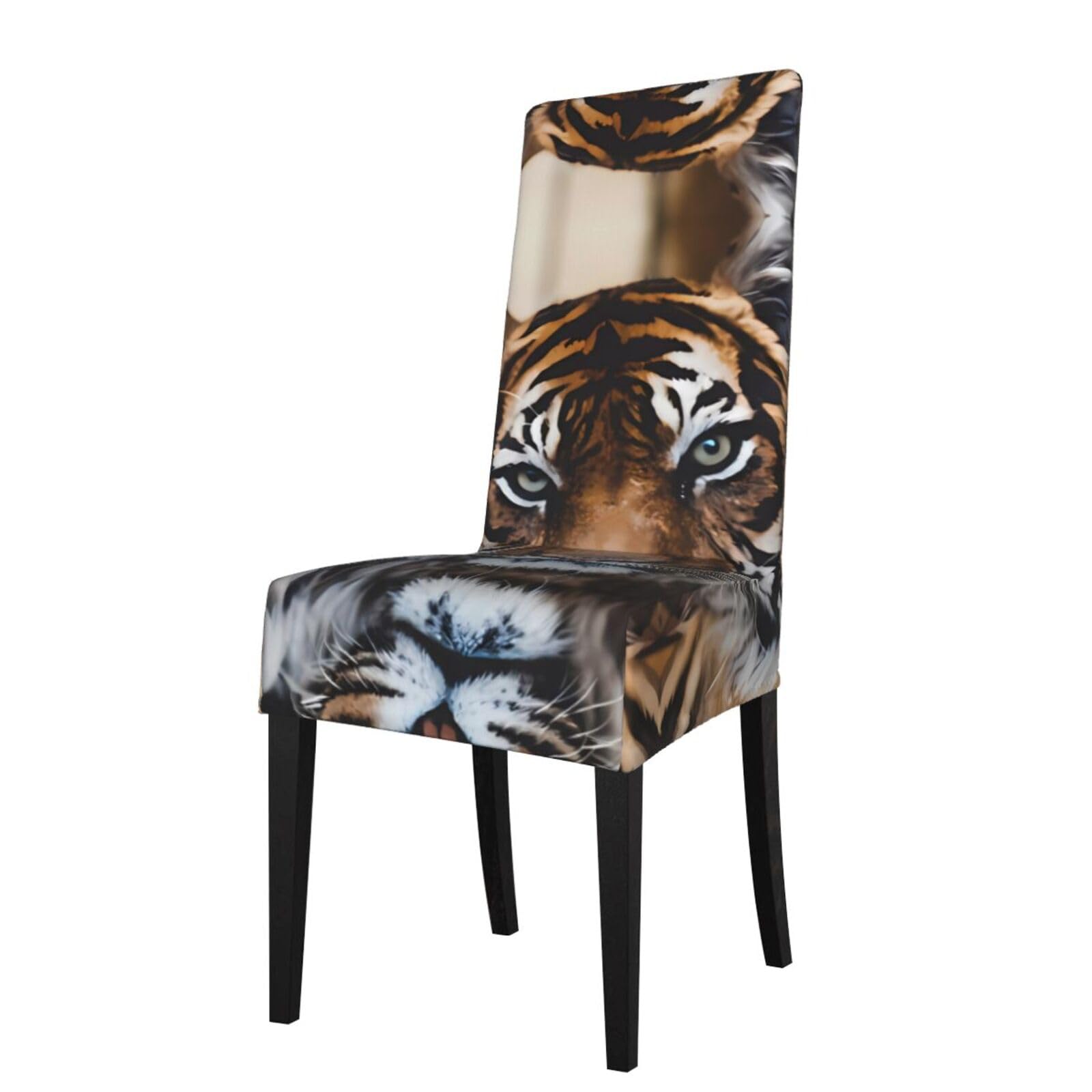 HJFCZH tiger Prints Dining Chair Throws - High-Grade Stretch Spandex Slipcovers for Instant Chair Refresh & Damage Protection - Easy Care