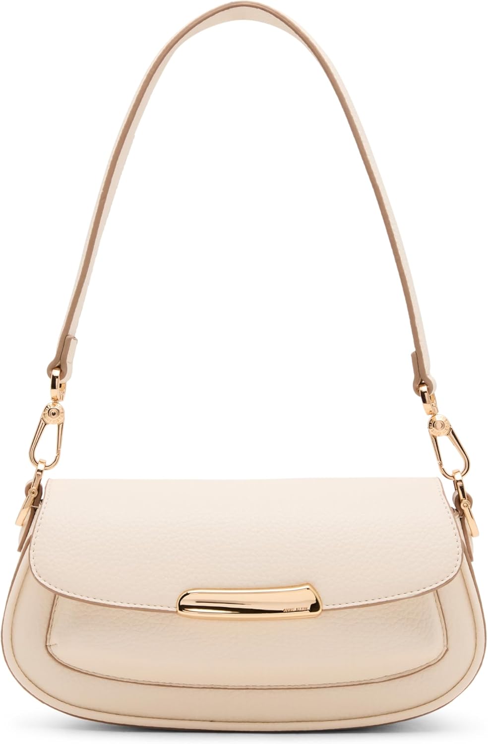 Anne Klein Women's Sculpted Plaque East West Small Shoulder Bag, Pearl White