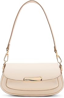 Anne Klein Women's Sculpted Plaque East West Small Shoulder Bag, Pearl White
