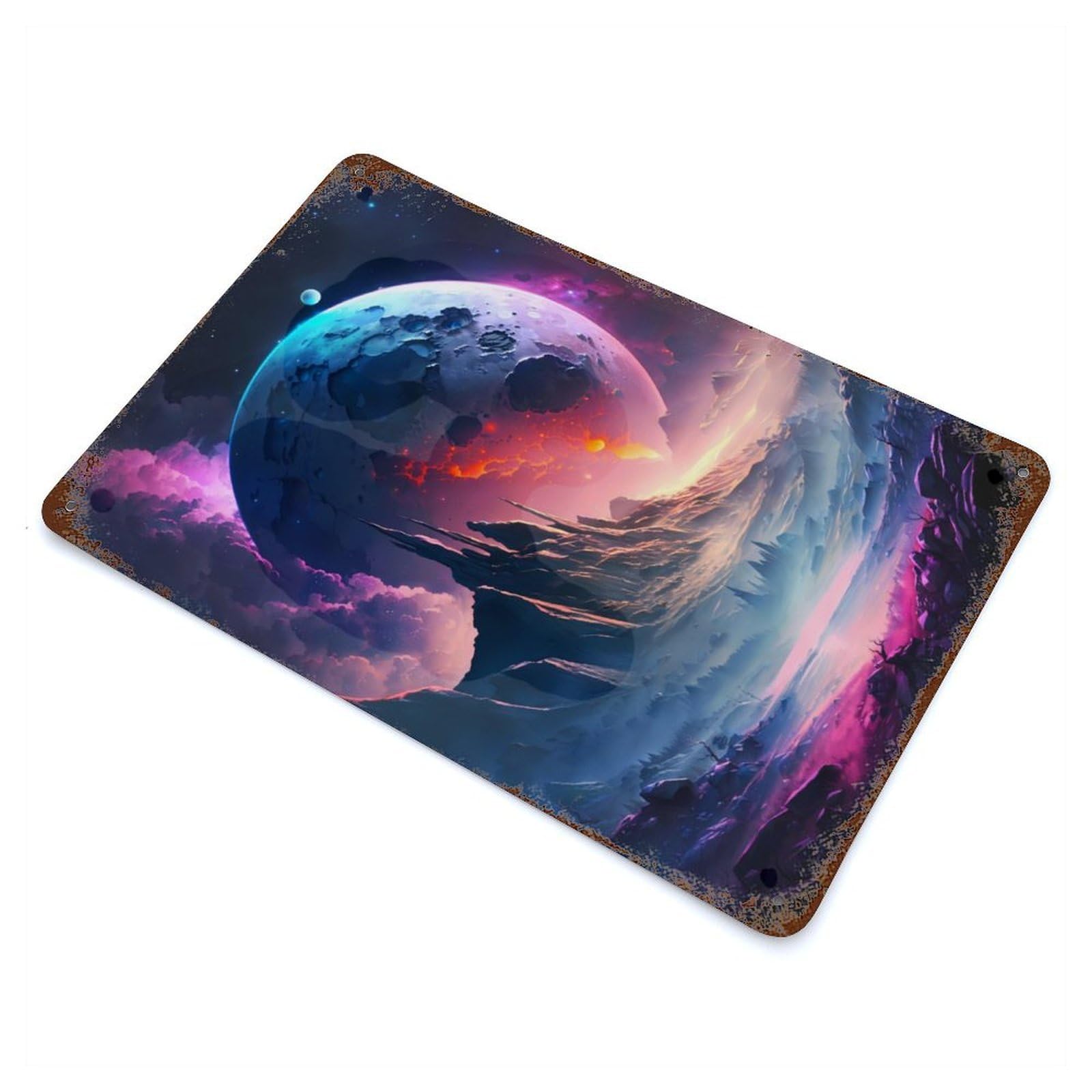 Garage Style Celestial Treasures Vintage Rust Metal Sign 11.8"x7.9", Retro Wall Decor for Bar And Workshop