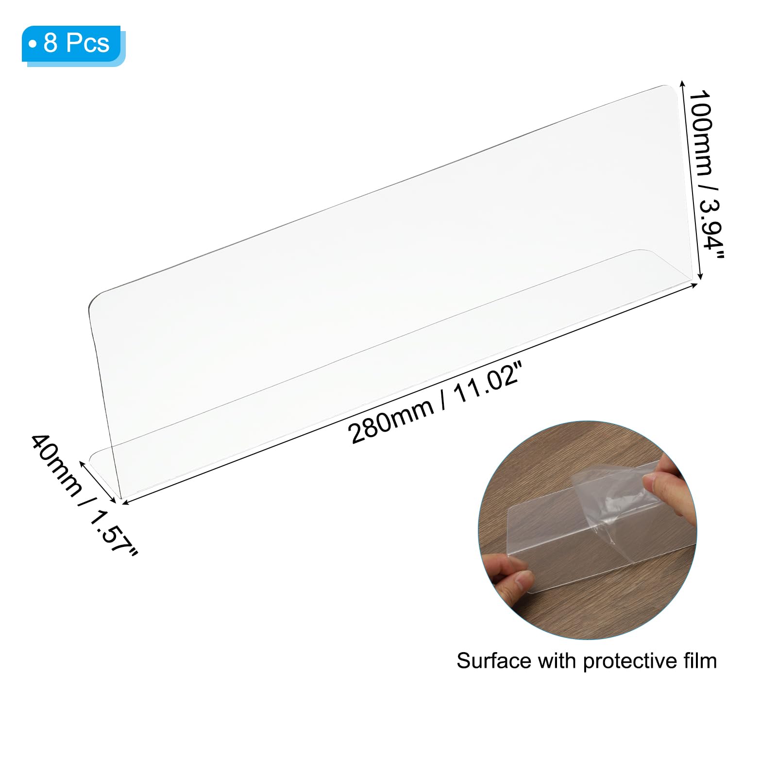 PATIKIL 8 Pack Shelf Dividers for Closet Organization 11.1x1.6x4 Acrylic Closets Separator Kitchen Cabinet Shelves Under Bed Blocker for Bedroom Kitchen Office Clear - Image 2