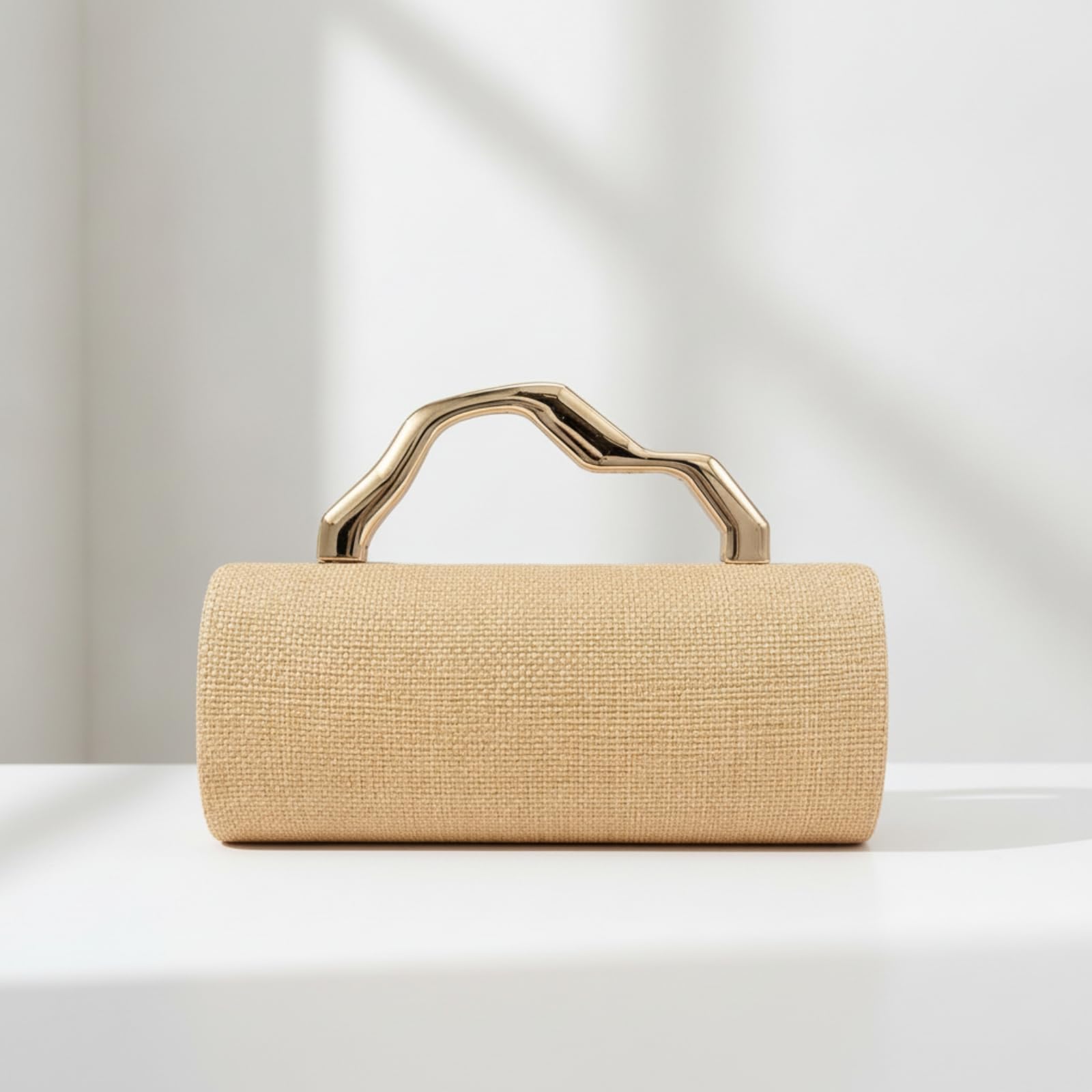 Bolso de Noche de Hombro Clutch Cartera Diseño Estructurado con Silueta Esculpida y Asa Dorada Forro de Algodón y Compartimento Adecuado para Bodas Cenas Elegantes, Array, Rosa