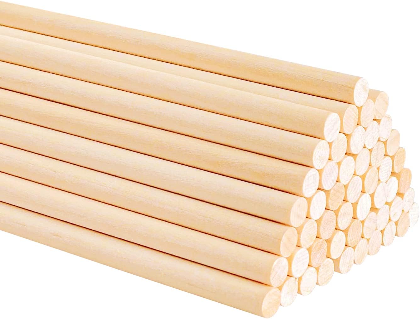 50PCS Dowel Rods Wood Sticks Wooden Dowel Rods - 1/4 x 12 Inch Precut Dowels for Crafting, Hardwood Dowel Rod Assortment, Wooden Rod Sticks Doweling Rods, Cake Dowels for Tiered Cakes