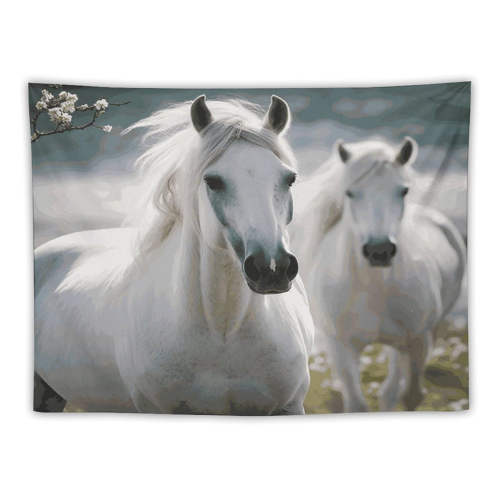 LDGSUPH White Horses Tapestry Wall Hanging Decor Anti-fading Aesthetic Wall Tapestries Fashion Wall Blanket Decor Modern Wall Art Tapestry for Bedroom Home Decor 30"x40"