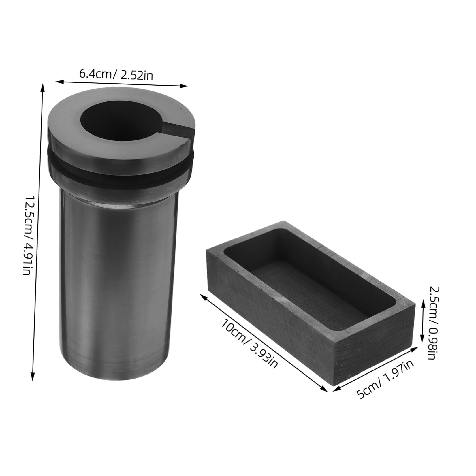 Graphit Gussformen für Aluminium und Silber, 2 Stück, Schwarz